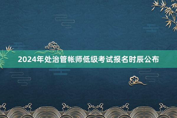 2024年处治管帐师低级考试报名时辰公布